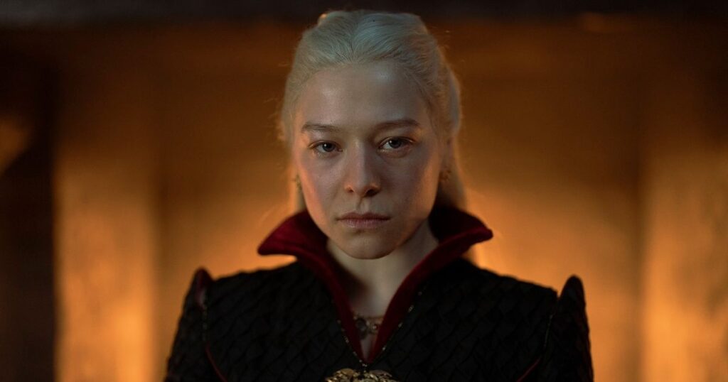 A furious Rhaenyra after hearing about her son's death